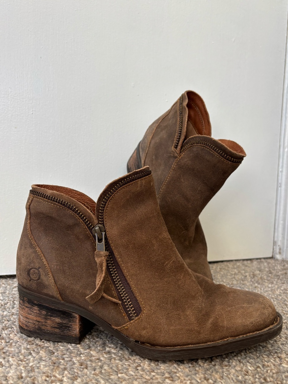 Born Brown Suede Ankle Boots with Side Zip - Comfortable Women’s Chelsea Style